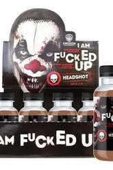 Swedish Supplements F-cked Up pre-workout shot, 16 bottles, 100 ml each, showcasing energizing ingredients and unique packaging.